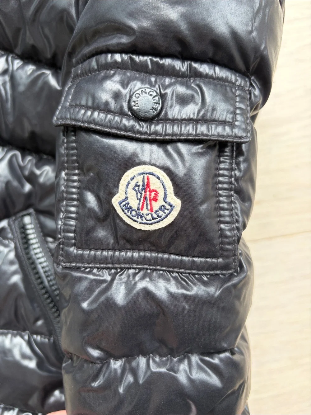 Moncler Kids Shiny Black Quilted Puffer Jacket with Hood